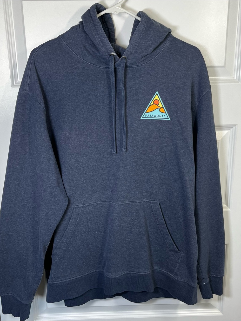Patagonia Organic Cotton Blue Surf Logo Hoodie Men’s Large